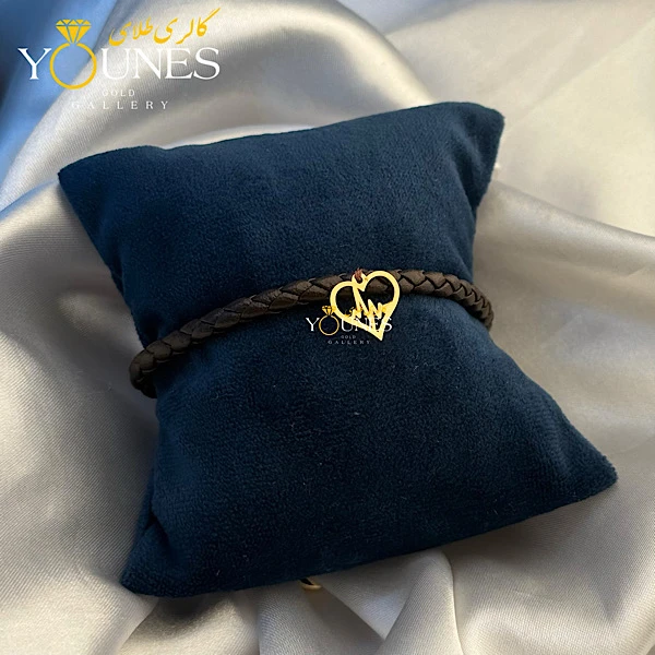 دستبند چرم ضربان قلب طلا